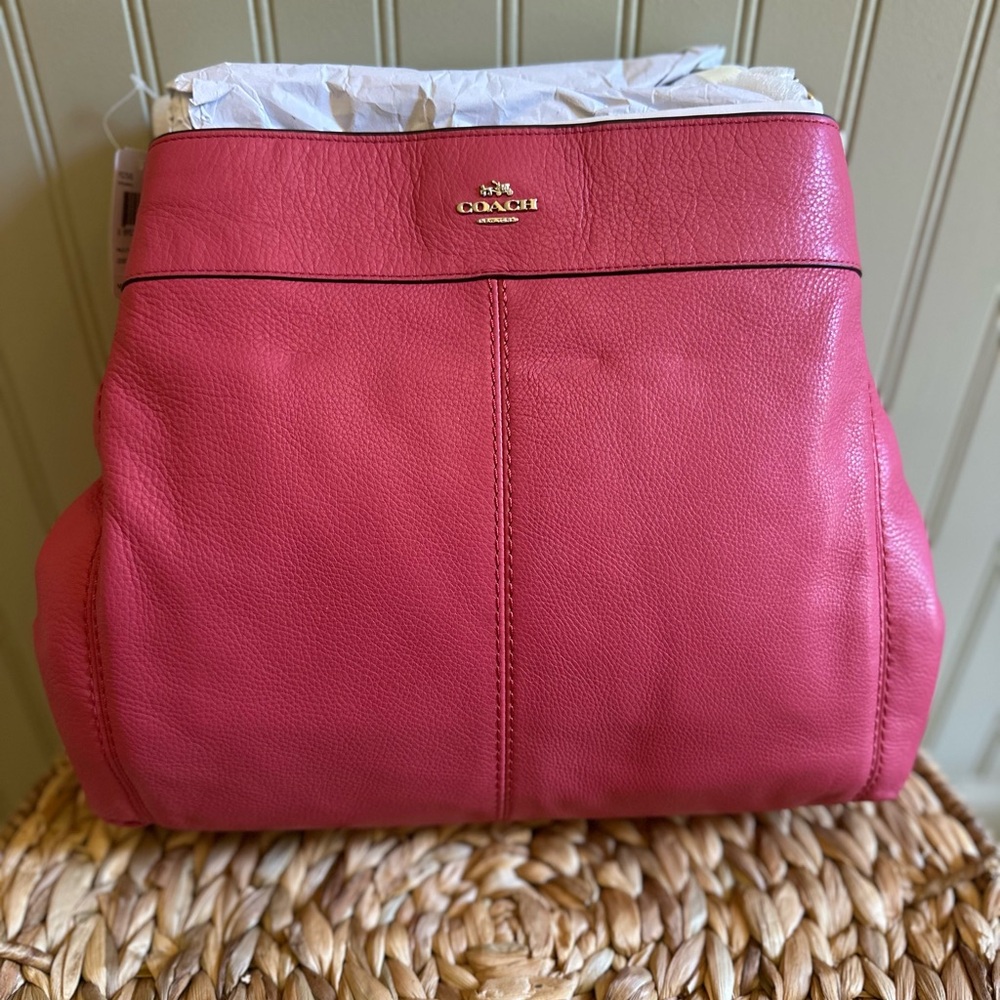 Coach Stawberry Leather Backpack with Gold Hardware